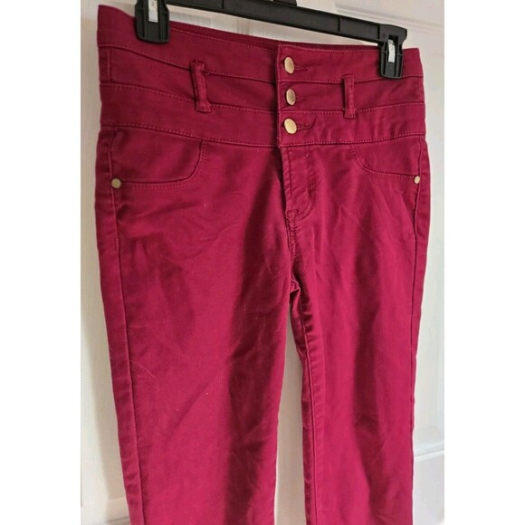 Refuge Hi - Waist Super Skinny Jeggings Pants Womens Size 4 Maroon Burgandy Red - Picture 3 of 13